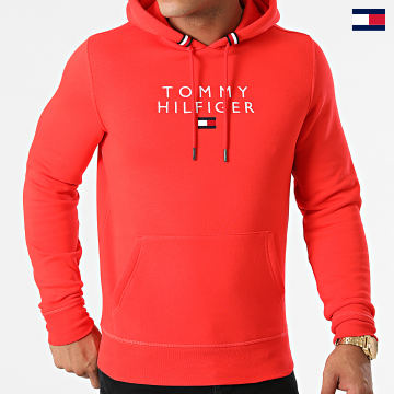 Tommy Hilfiger - Sudadera Con Capucha Stacked Tommy Flag 7397 Coral