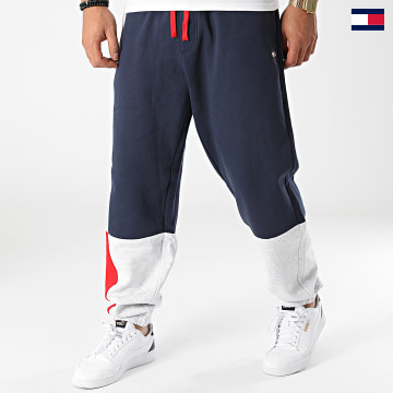 Tommy Jeans - Pantalon Jogging A Bande Colorblock 1250 Bleu Marine Gris Chiné