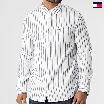 Tommy Jeans - Camicia over Tencel Stripe 2342 Bianco Navy