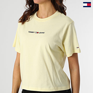 Tommy Jeans - Maglietta donna Linear Logo 0057 Giallo chiaro
