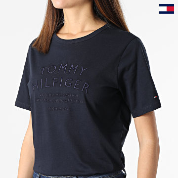 Tommy Hilfiger - Maglietta donna con testo regolare 4269 blu navy