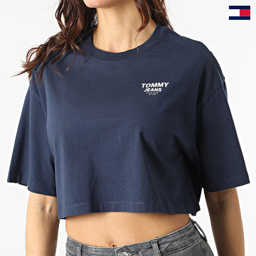 Tommy Jeans - Crop Taping Camiseta de rayas para mujer 2828 Azul marino