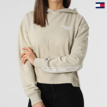 Tommy Jeans - Sweat Capuche Femme Crop Taping 2719 Beige