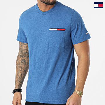 Tommy Jeans - Tee Shirt Poche Essential Flag 3063 Bleu Chiné