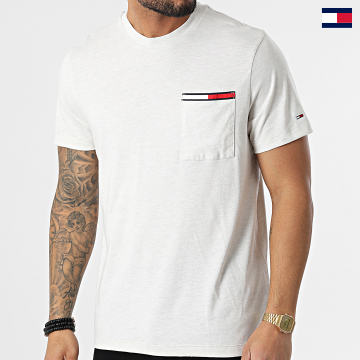 Tommy Jeans - Tee Shirt Poche Essential Flag 3063 Beige Chiné