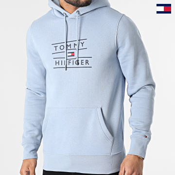 Tommy Hilfiger - Sweat Capuche Taping Stacked Logo 7093 Bleu Clair
