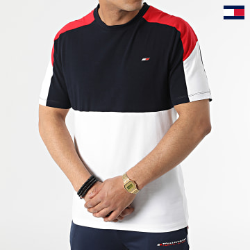 Tommy Sport - Tee Shirt Colorblocked 6782 Blanc Bleu Marine Rouge