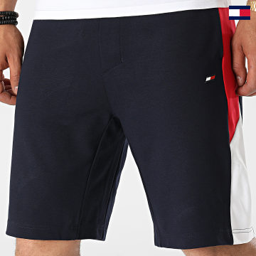 Tommy Sport - Pantalón corto de jogging 6851 azul marino con bloques de color tricolor