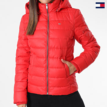 Tommy Jeans - Abrigo básico con capucha para mujer 3741 Rojo