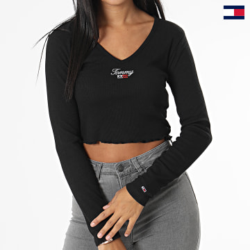 Tommy Jeans - Tee Shirt Manches Longues Femme Crop Baby 3626 Noir