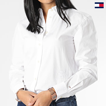 Tommy Hilfiger - Camisa de manga larga para mujer Monogram Co Regular 6197 Blanco