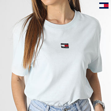 Tommy Jeans - Tee Shirt Femme Classic Badge 5640 Bleu Ciel
