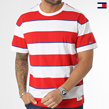 Tommy Jeans - Tee Shirt Relaxed Bold Stripe 6312 Blanc Rouge