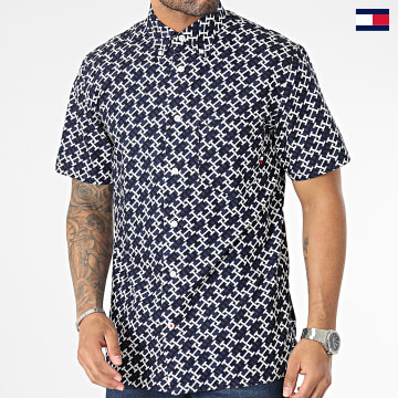 Tommy Hilfiger - Camisa de manga corta con monograma allover 0627 Azul marino