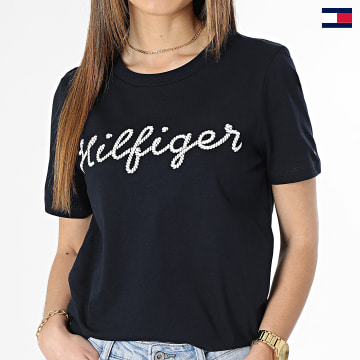 Tommy Hilfiger - Camiseta de mujer con estampado Rope Puff 7888 Azul marino