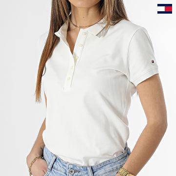 Tommy Hilfiger - Polo Manches Courtes Slim Femme Gold 7825 Blanc