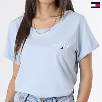 Tommy Hilfiger - Camiseta de manga corta para mujer 4525 Azul claro