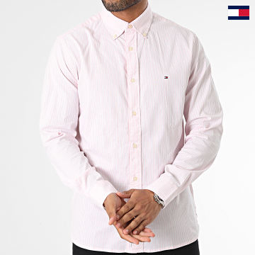 Tommy Hilfiger - Chemise Manches Longues A Rayures 1985 Flex Oxford Stripe 0935 Blanc Rose