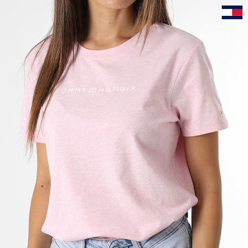 Tommy Hilfiger - Camiseta de mujer Regular Frosted Corp Logo Camiseta 8813 Heather Pink