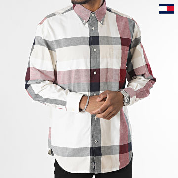 Tommy Hilfiger - Global Stripes Camisa a cuadros 1833 Blanco Rojo