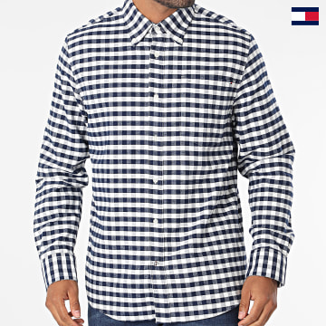 Tommy Hilfiger - Camicia a maniche lunghe Oxford Brushed Gingham 3309 Blu navy Bianco