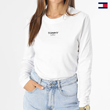 Tommy Jeans - Tee Shirt Manches Longues Femme Essential Logo 6438 Blanc