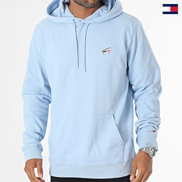 Tommy Jeans - Sweat Capuche Regular Washed Signature 7912 Bleu Clair