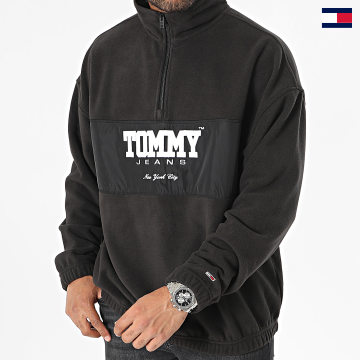 Tommy Jeans - Top in tessuto misto con scollo a zip 7803 nero