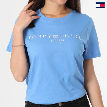 Tommy Hilfiger - Maglietta da donna Corp Logo 0276 Azzurro
