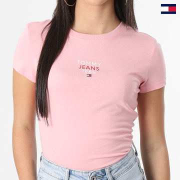 Tommy Jeans - Tee Shirt Col Rond Femme Essential Logo 7357 Rose