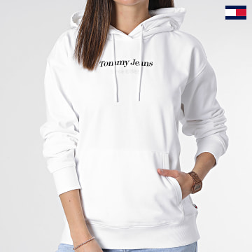 Tommy Jeans - Felpa con cappuccio donna Essential Logo 7331 Bianco