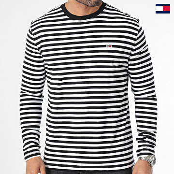 Tommy Jeans - Tee Shirt Manches Longues Basic Striped 8254 Blanc Noir