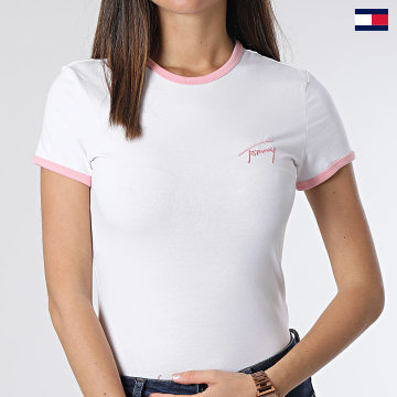 Tommy Jeans - Tee Shirt Col Rond Femme Signature 7377 Blanc