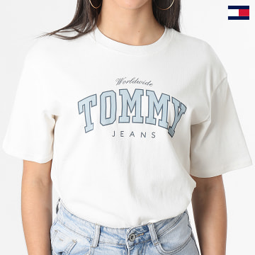 Tommy Jeans - Tee Shirt Col Rond Femme Varsity Lux 7375 Beige