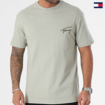 Tommy Jeans - Tee Shirt Col Rond Regular Signature 7994 Vert Kaki