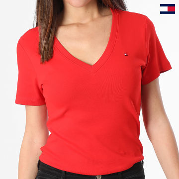 Tommy Hilfiger - Camiseta cuello pico mujer Cody 0584 Rojo