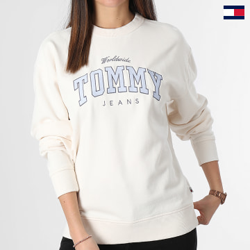 Tommy Jeans - Sweat Crewneck Femme Varsity Luxe 7339 Beige