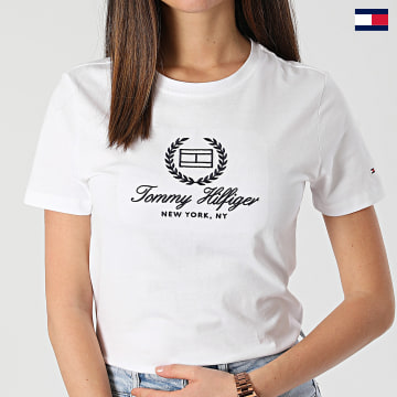 Tommy Hilfiger - Tee Shirt Femme Slim Flag Script 1761 Blanc