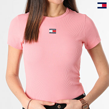 Tommy Jeans - Tee Shirt Slim Femme Badge 7881 Rose
