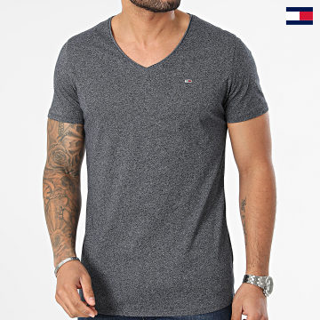 Tommy Jeans - Jaspe 9587 Camiseta cuello pico jaspeada azul marino