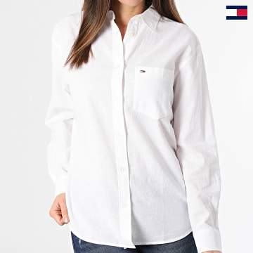 Tommy Jeans - Chemise Manches Longues Femme Solid Linen Blend 7735 Blanc