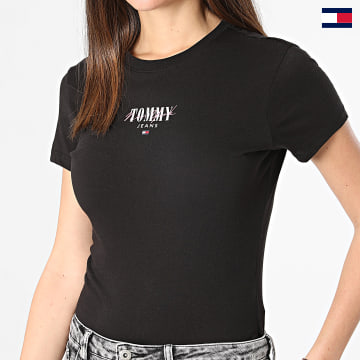 Tommy Jeans - Camiseta de mujer Essential Logo Slim Tee 7839 Negro