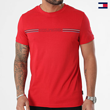 Tommy Hilfiger - Camiseta a rayas en el pecho 4428 Rojo