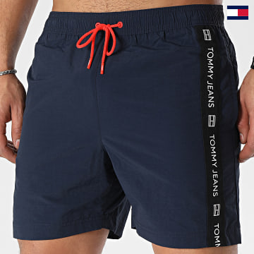 Tommy Jeans - Pantalones cortos de natación medianos con cordón de ajuste lateral 3142 Azul marino