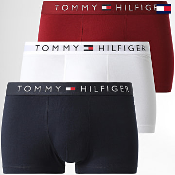 Tommy Hilfiger - Lot De 3 Boxers Trunk 3181 Bleu Marine Blanc Bordeaux