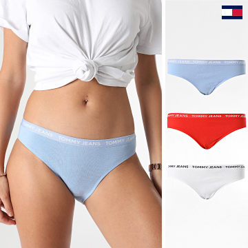 Tommy Jeans - Lote de 3 braguitas de bikini clásicas para mujer 5009 Blanco Rojo Azul Claro