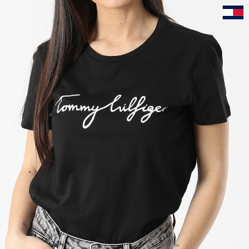 Tommy Hilfiger - Camiseta negra Signature 1674 para mujer
