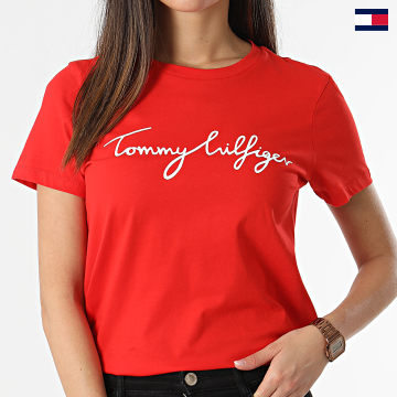 Tommy Hilfiger - Camiseta de mujer Signature 1674 Roja