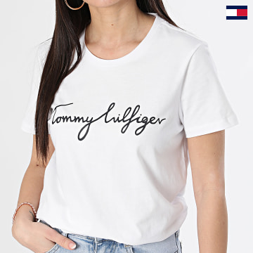 Tommy Hilfiger - Tee Shirt Femme Signature 1674 Blanc