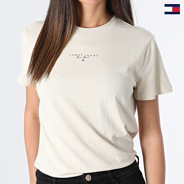 Tommy Jeans - Camiseta de mujer Essential Logo 7828 Beige